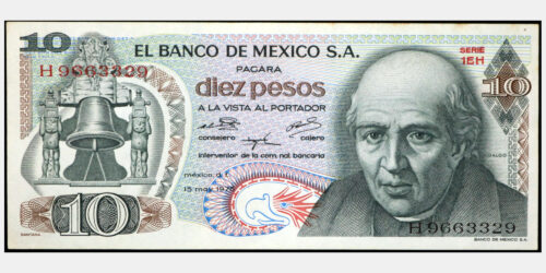 BILLETE; MEXICO 10 PESOS 1975 HIDALGO