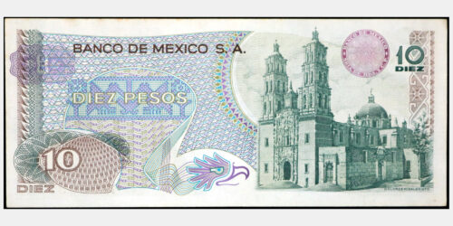 Alternative view of BILLETE; MEXICO 10 PESOS 1975 HIDALGO