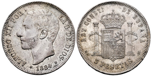 ALFONSO XII  5 PESETAS 1884