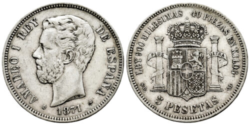 AMADEO I  5 PESETAS 1871*18-71