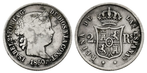 ISABEL II  2 REALES 1860 / 59 BARCELONA