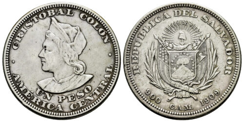 EL SALVADOR 1 PESO 1909 C.A.M.
