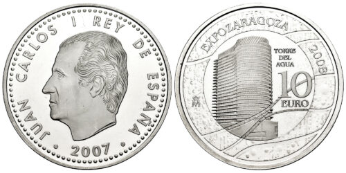ESPAÑA 10 EUROS 2007 EXPO ZARAGOZA - TORRE DEL AGUA