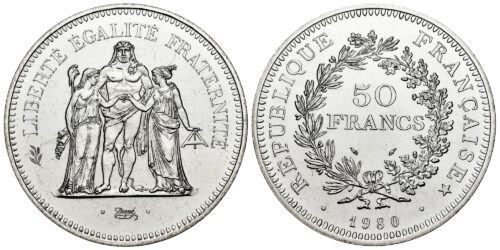 FRANCIA 50 FRANCOS 1980 HERCULES (PROOF)