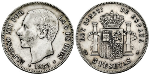 ALFONSO XII  5 PESETAS 1885*18-87 MSM