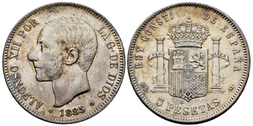 ALFONSO XII  5 PESETAS 1885*18-85