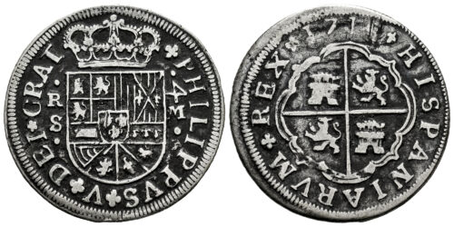 FELIPE V  4 REALES 1718 SEVILLA M (GIRADO EL CUATRO DEL VALOR)