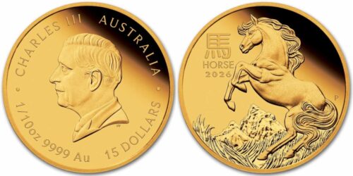 AUSTRALIA 15 DOLARES 2026 AÑO DEL CABALLO (1/10 ONZA)