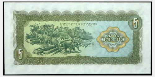 Alternative view of BILLETE; LAOS 5 KIP (1979)