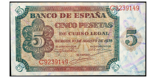 ESTADO ESPAÑOL 5 PESETAS 1938 BURGOS