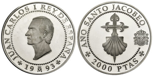 ESPAÑA 2000 PESETAS 1993 AÑO SANTO JACOBEO- CRUZ Y VENERA