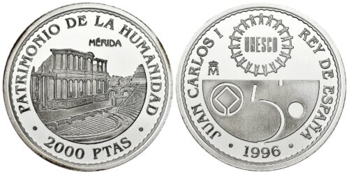 ESPAÑA 2000 PESETAS UNESCO 1996 (MERIDA) - Imagen 2