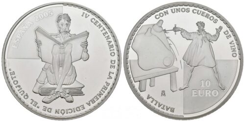 ESPAÑA 10 EUROS 2005  IV CENTº DEL QUIJOTE (CUEROS DE VINO)