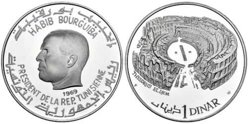TUNEZ 1 DINAR 1969 HABIB BOURGUIBA