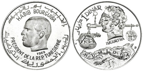 TUNEZ 1 DINAR 1969 HABIB BOURGUIBA