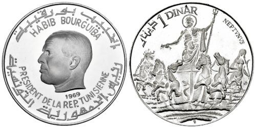 TUNEZ 1 DINAR 1969 HABIB BOURGUIBA