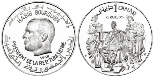 TUNEZ 1 DINAR 1969 HABIB BOURGUIBA