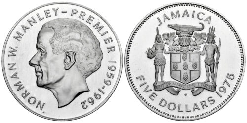 JAMAICA 5 DOLARES 1975 NORMAN W. MANLEY