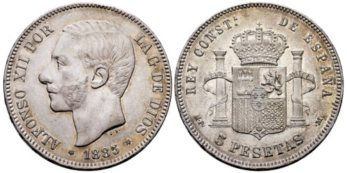 ALFONSO XII  5 PESETAS 1885*18-87 MPM