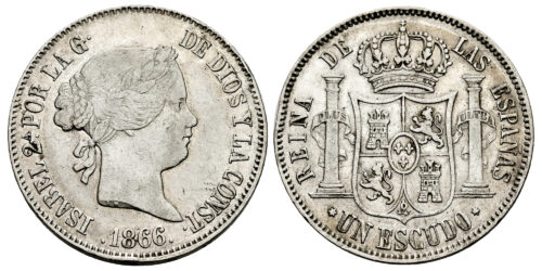 ISABEL II  1 ESCUDO 1866 MADRID