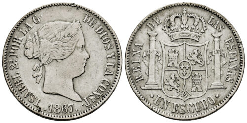 ISABEL II  1 ESCUDO 1867 MADRID