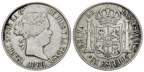ISABEL II  1 ESCUDO 1868*18-68 MADRID