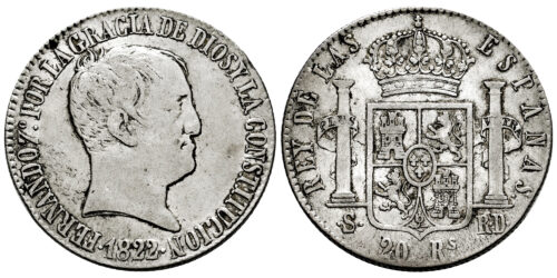 FERNANDO VII  20 REALES 1822 SEVILLA RD