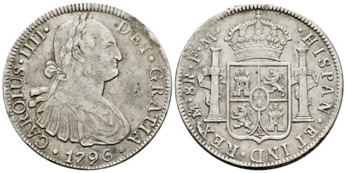 CARLOS IV  8 REALES 1796 MEXICO FM