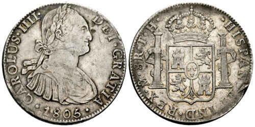CARLOS IV  8 REALES 1805 MEXICO TH