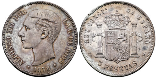 ALFONSO XII  5 PESETAS 1878 EMM