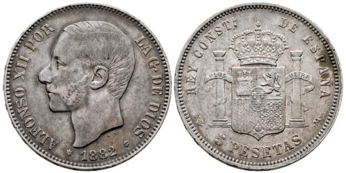 ALFONSO XII  5 PESETAS 1882