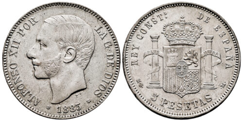 ALFONSO XII  5 PESETAS 1883