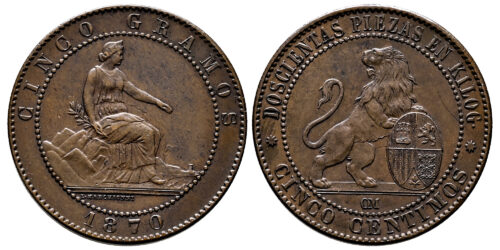 GOBIERNO PROVISIONAL 5 CENTIMOS 1870