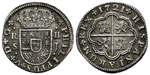 FELIPE V  2 REALES 1721 SEVILLA J
