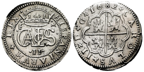 CARLOS II  2 REALES 1682 SEGOVIA M