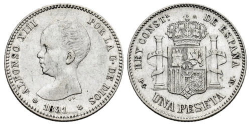 ALFONSO XIII  1 PESETA 1891