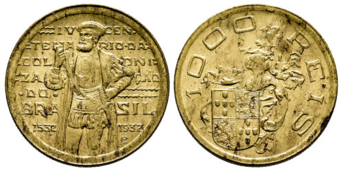 BRASIL 1000 REIS 1932  400 AÑOS DE COLONIZACION