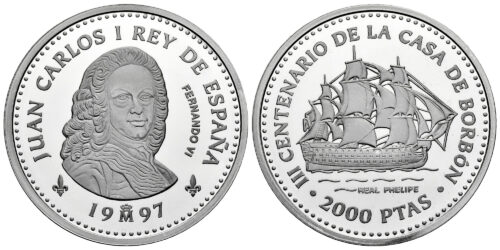 ESPAÑA 2000 PESETAS 1997 SERIE BORBONES (FERNANDO VI)