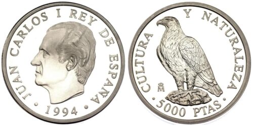 Alternative view of ESPAÑA CULTURA Y NATURALEZA 5000 PESETAS 1994 AGUILA IMPERIAL