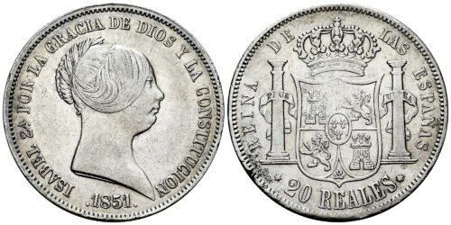 ISABEL II  20 REALES 1851 MADRID