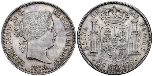 ISABEL II  20 REALES 1858 MADRID