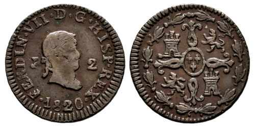 FERNANDO VII  2 MARAVEDIS 1820 JUBIA