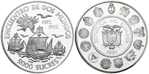 ECUADOR 5000 SUCRES 1991 SERIE IBEROAMERICANA