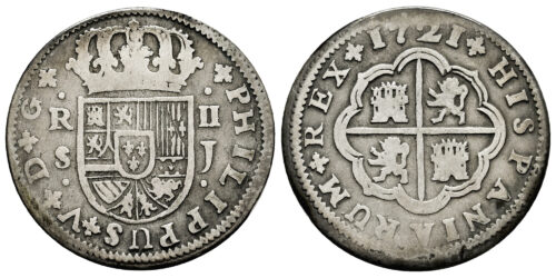 FELIPE V  2 REALES 1721 SEVILLA J