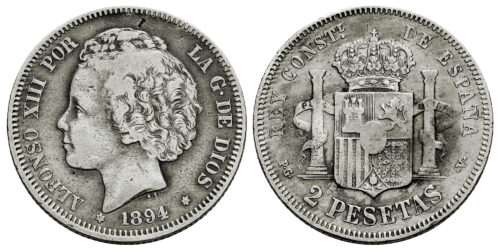 ALFONSO XIII  2 PESETAS 1894