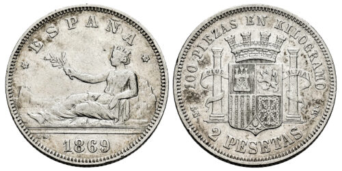 GOBIERNO PROVISIONAL 2 PESETAS 1869