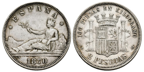 GOBIERNO PROVISIONAL 2 PESETAS 1870*73