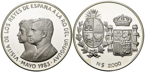 URUGUAY 2000 NUEVOS PESOS 1983 VISITA DE LOS REYES DE ESPAÑA