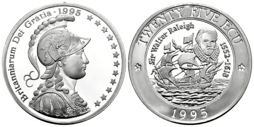 INGLATERRA 25 ECU 1995 SIR WALTER RALEIGH (PIEDFORT)